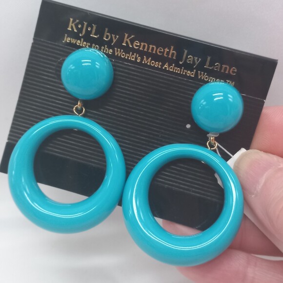KJL Kenneth Jay Lane "Take Me Back" acrylic earrings Pierced NEW - Picture 1 of 7
